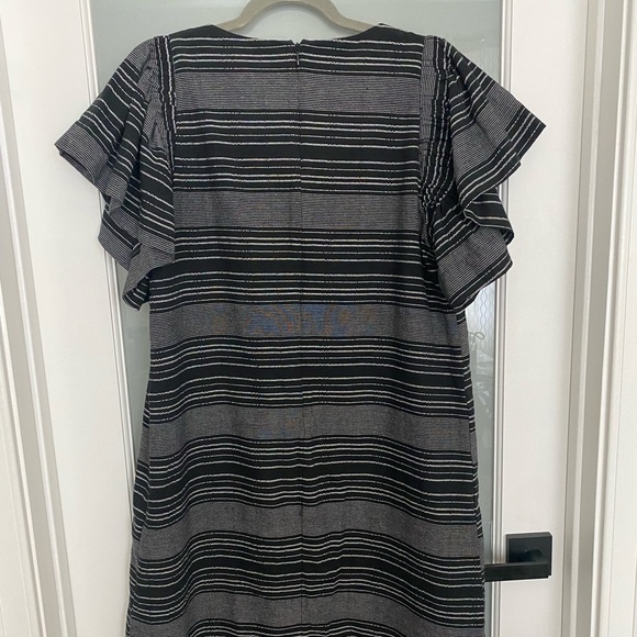 Anthropologie Moon River Denmark Striped Ruffle Sleeve Shift Dress - Picture 5 of 5